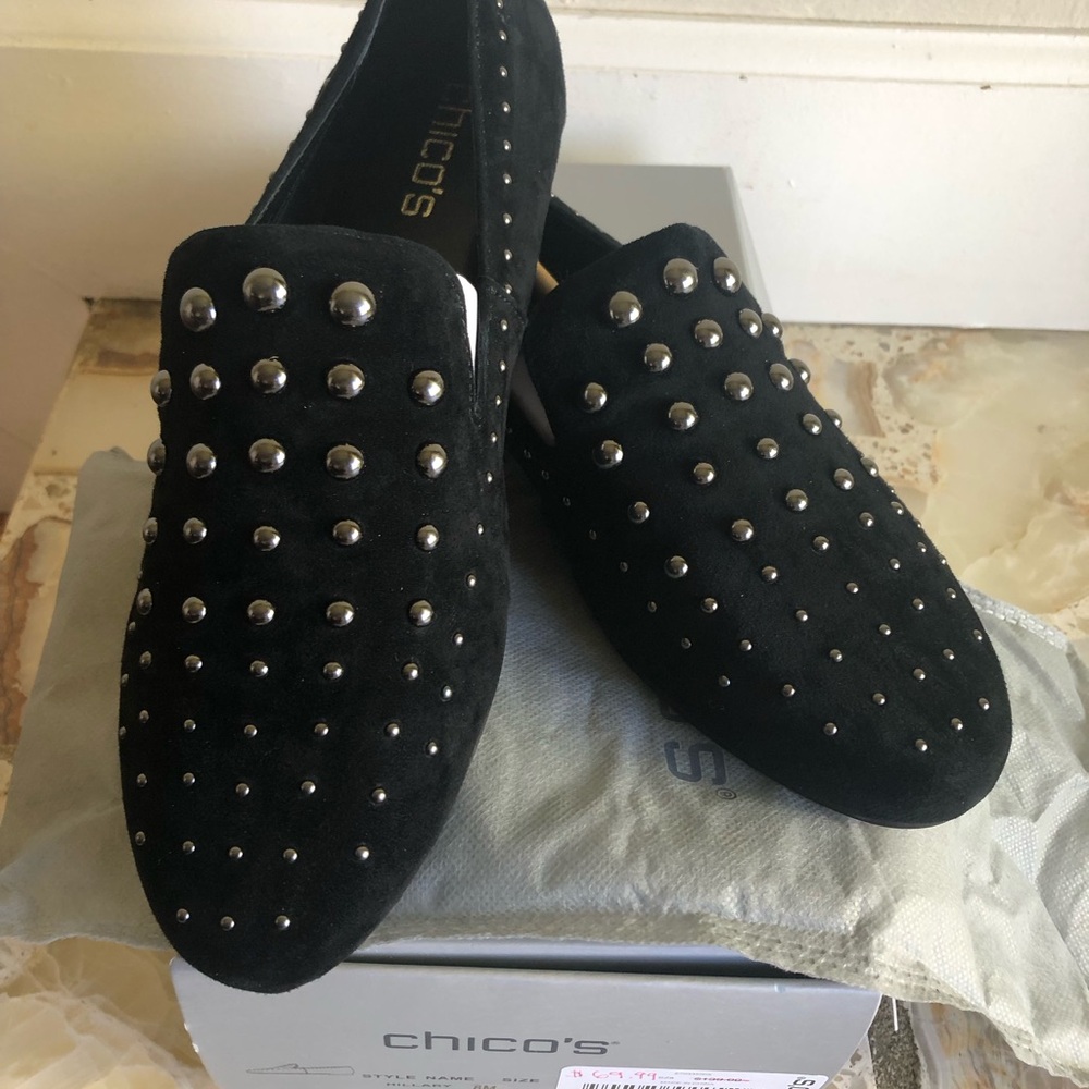 Chico's Black Studded Loafers Flats